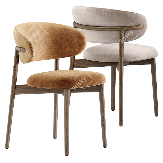 Sleek Oleandro Dining Chair Render 3D model image 2