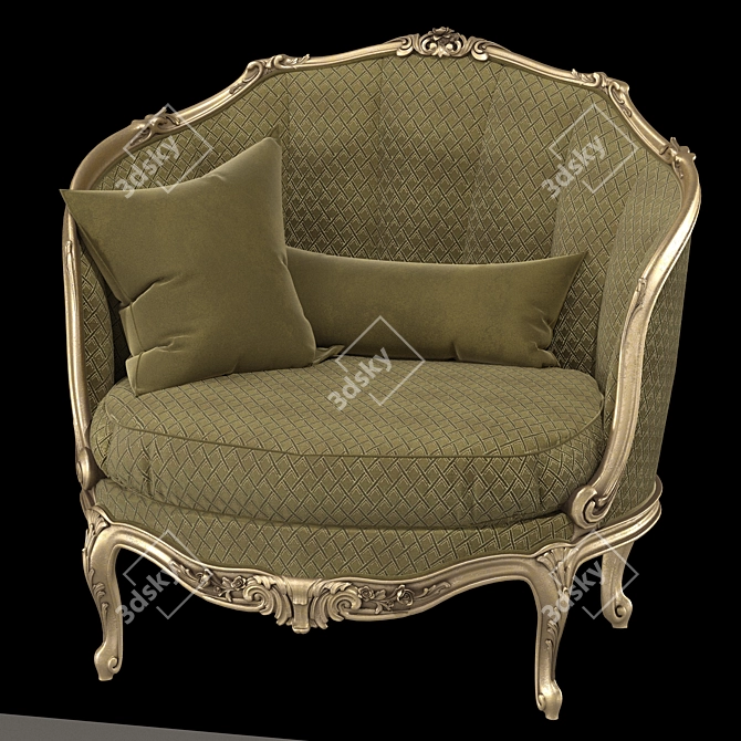 Elegant Barocchetto Armchair Upgrade 3D model image 1