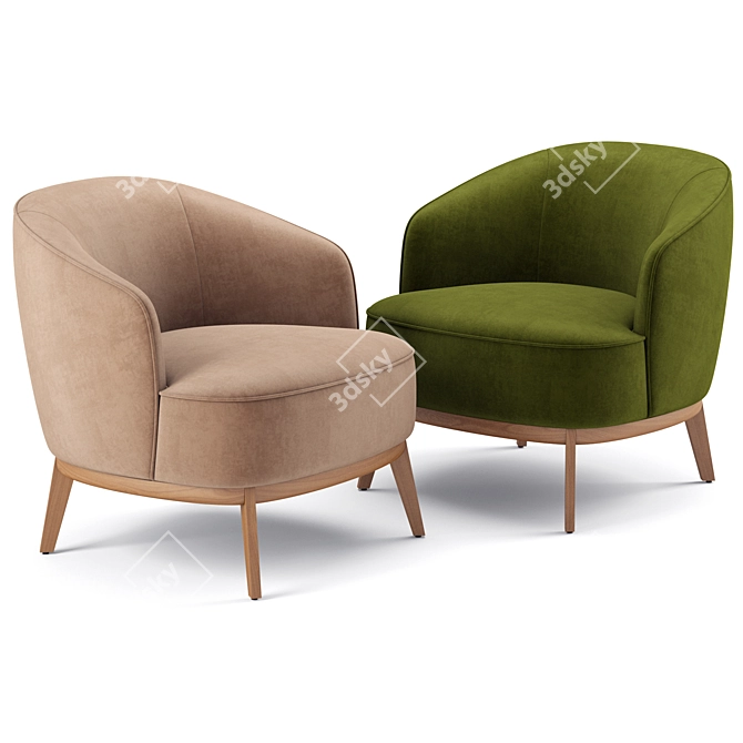 Elegant Megan Armchair Maple Wood 3D model image 1