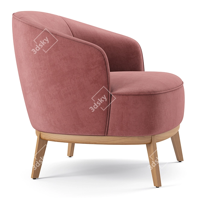 Elegant Megan Armchair Maple Wood 3D model image 3