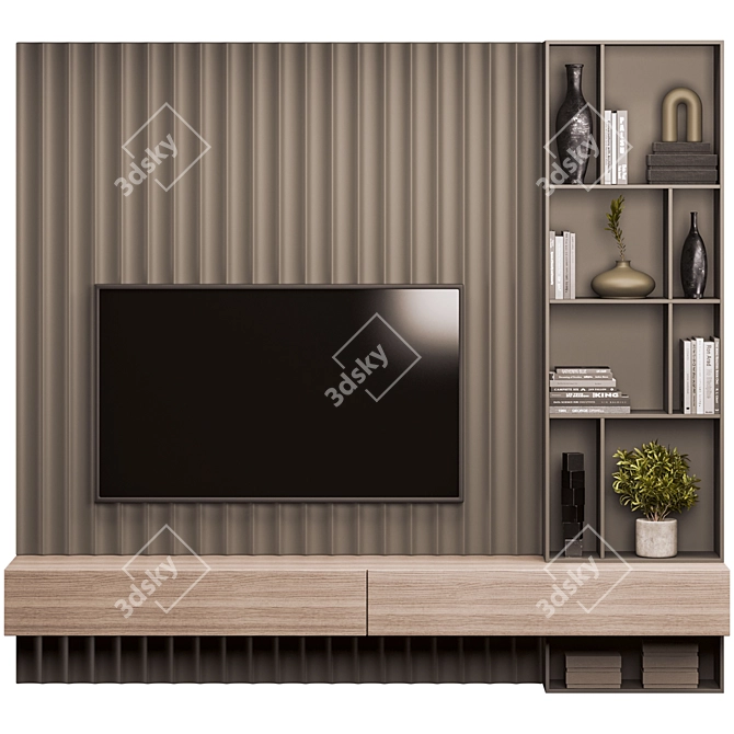 Modern TV Wall Unit Design 3D model image 1