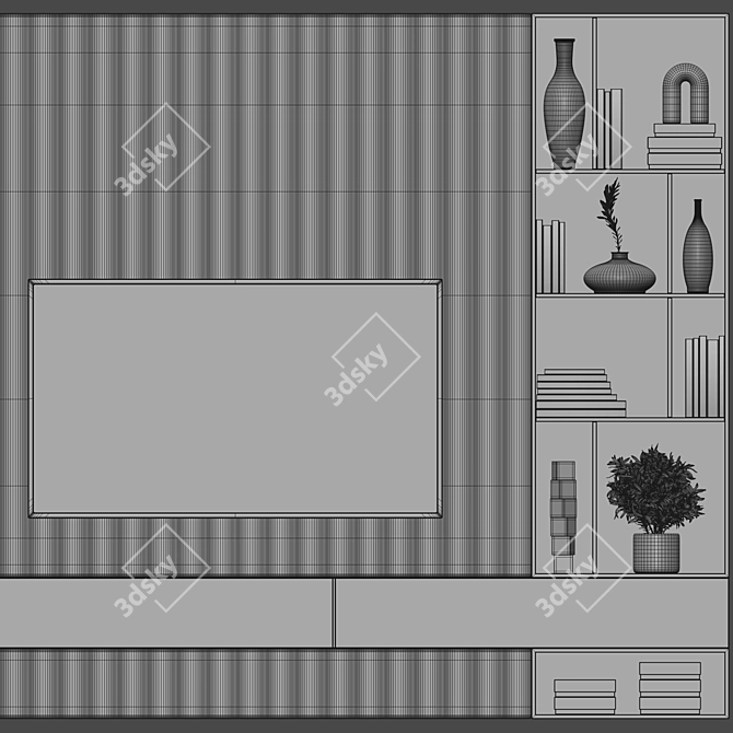 Modern TV Wall Unit Design 3D model image 6