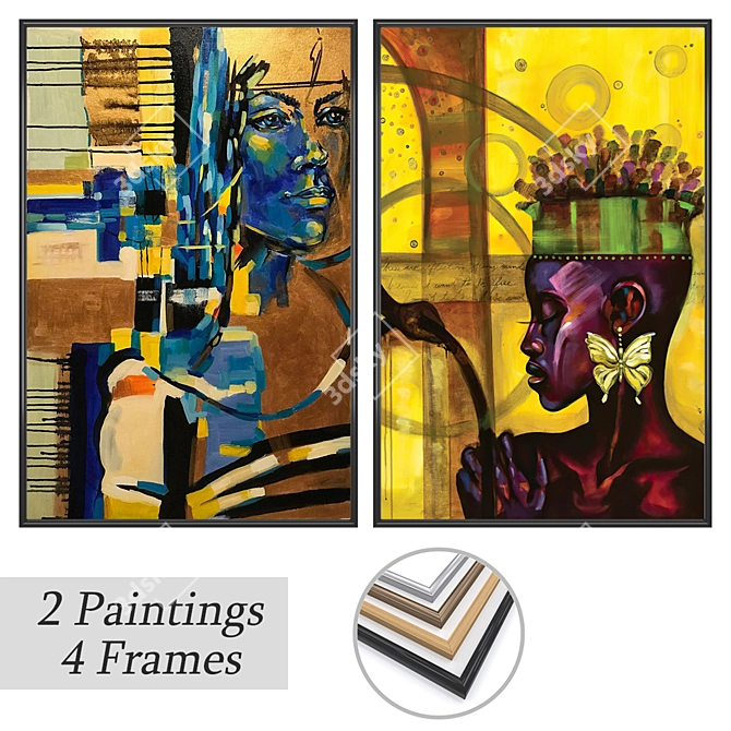 Artwork Set with Multiple Frames 3D model image 1