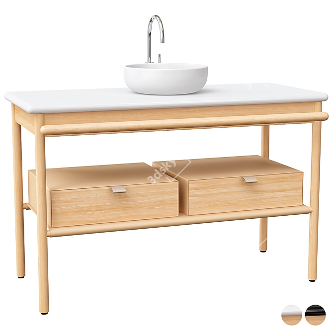 Modern Ceramic Vanity Basin 3D model image 2