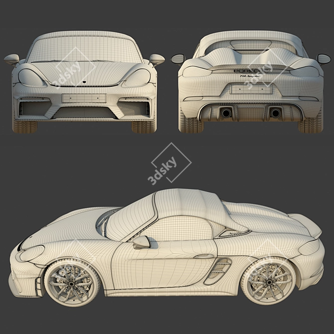 High Poly Porsche 718 Spyder 3D model image 4