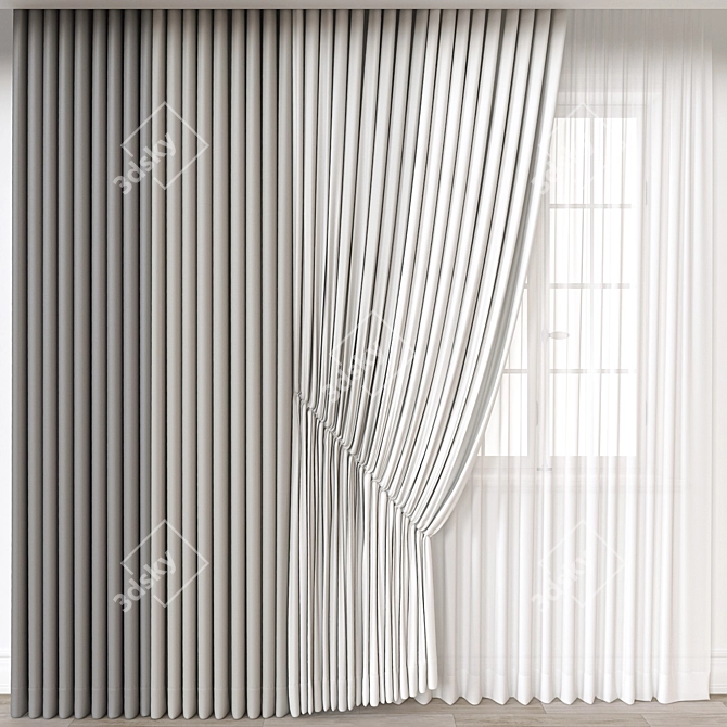 Modern Curtain 3D Model Render 3D model image 1