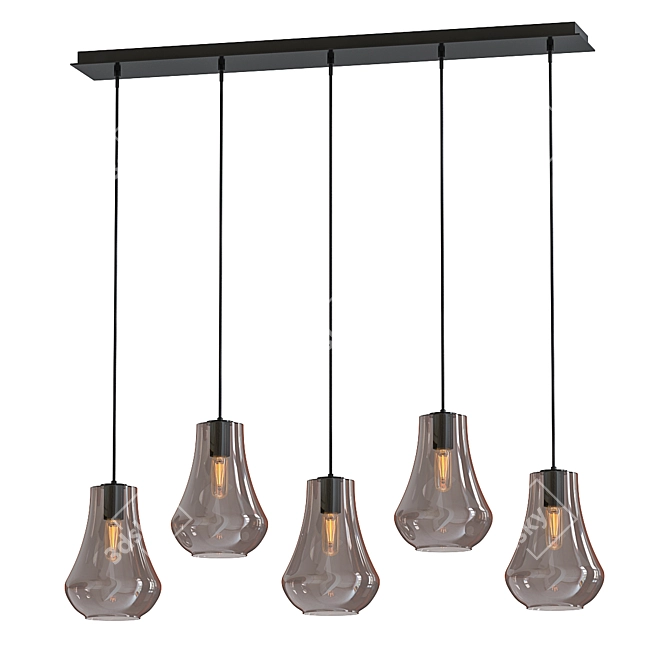 Sleek Black Pendant Light Fixture 3D model image 1