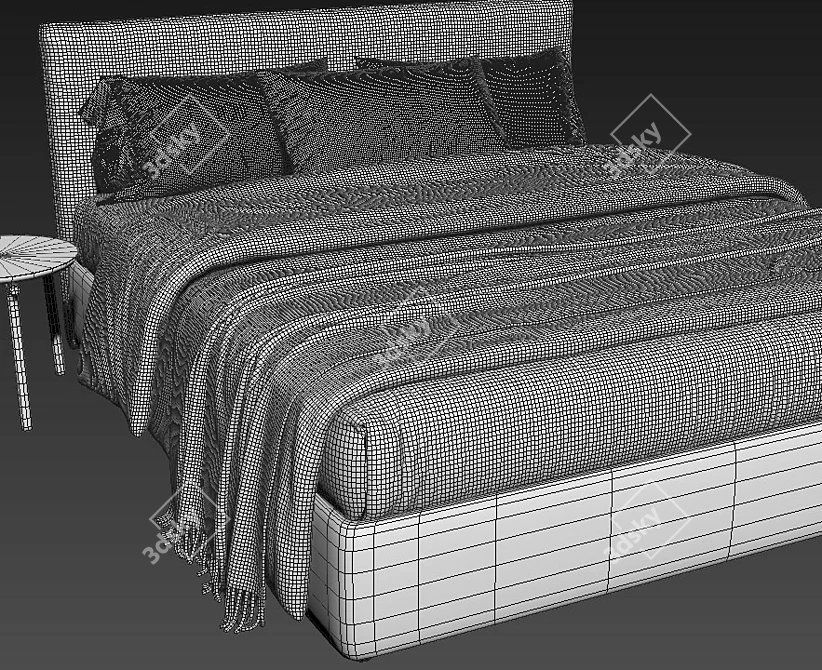 Modern Queen Bed Bolzan Gaya 3D model image 4