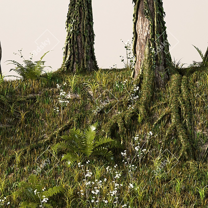 Hilltop Forest Scene Decor 3D model image 2