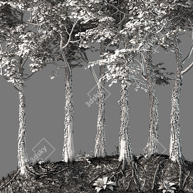 Hilltop Forest Scene Decor 3D model image 6