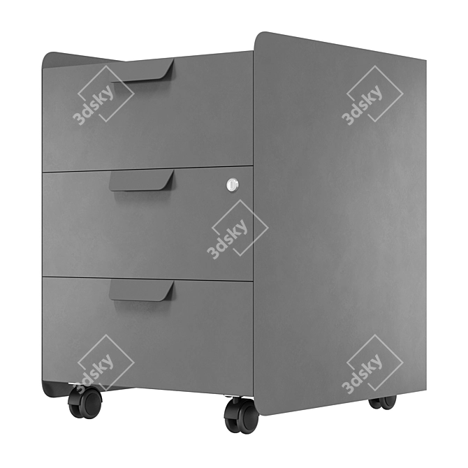 Compact Rolling 3-Drawer Chest 3D model image 3