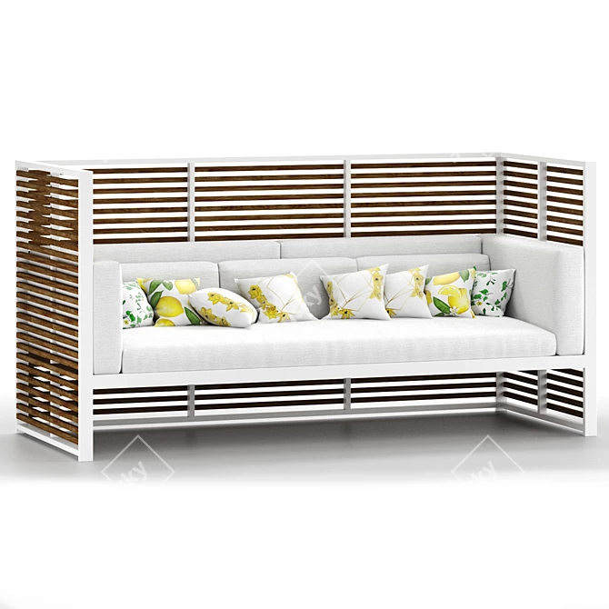 Gandiablasco Teak Outdoor Sofa 3D model image 1