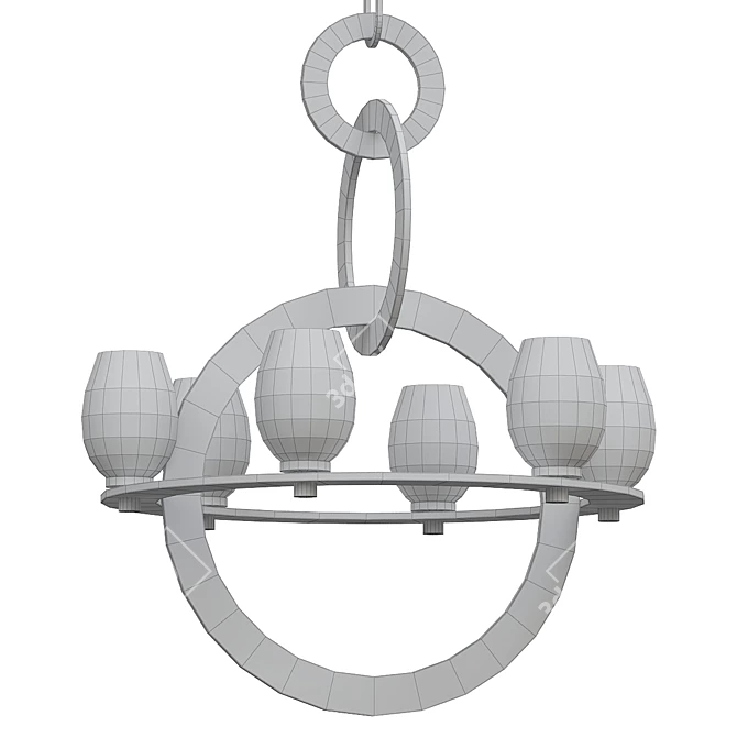 Elegant 28-Inch 6-Light Chandelier 3D model image 2