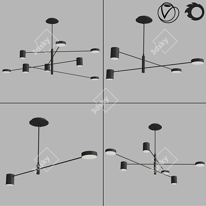 Adjustable Contemporary Pendant Light 3D model image 2