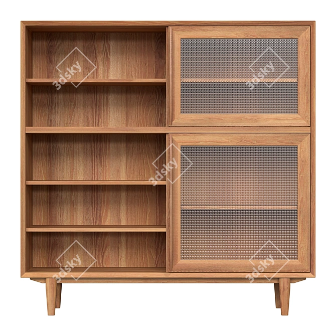 Scandinavian Buffet with Glass Insets 3D model image 1