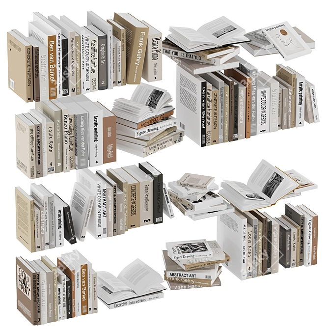 Diverse Book Collection Set 6 3D model image 1