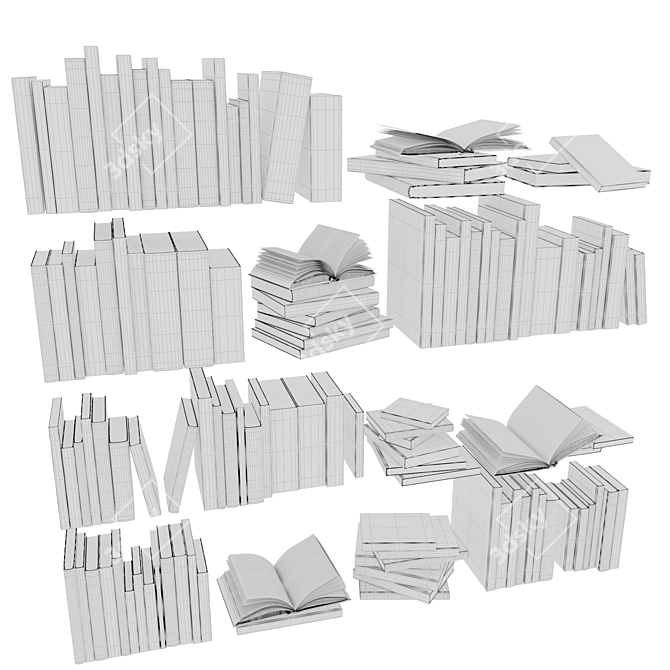 Diverse Book Collection Set 6 3D model image 7