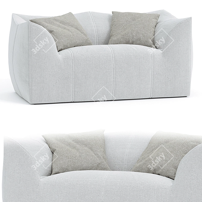 Italian Design Bamboo 2-Seater Sofa 3D model image 1