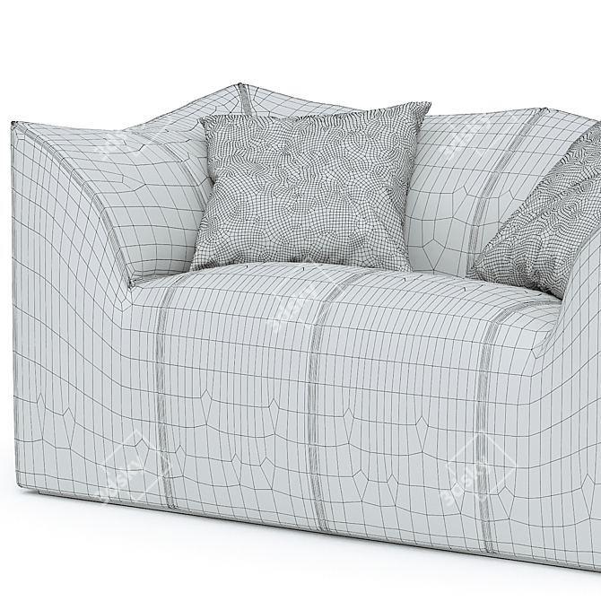 Italian Design Bamboo 2-Seater Sofa 3D model image 4