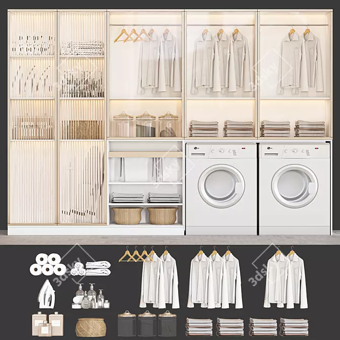 Organized Laundry Set 3D Models 3D model image 1