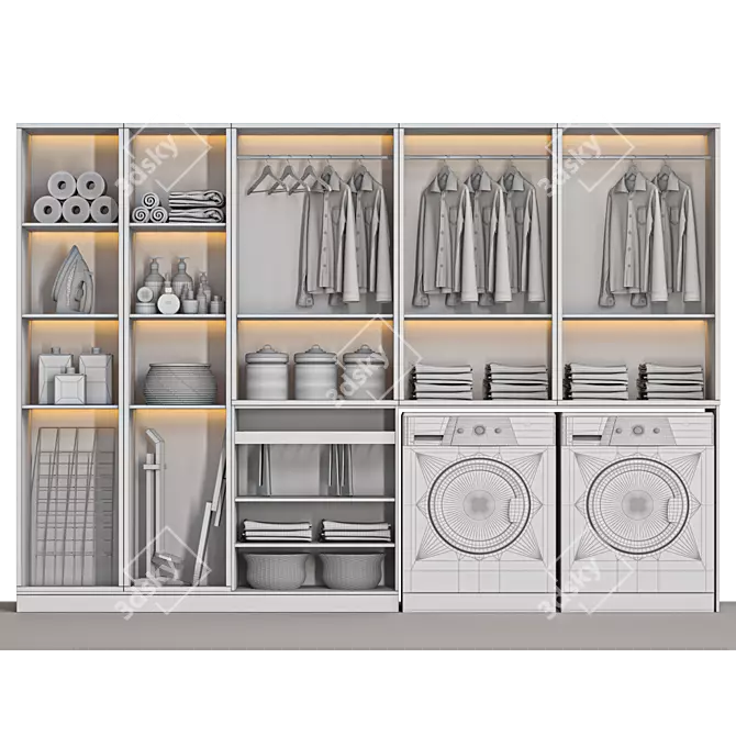 Organized Laundry Set 3D Models 3D model image 4