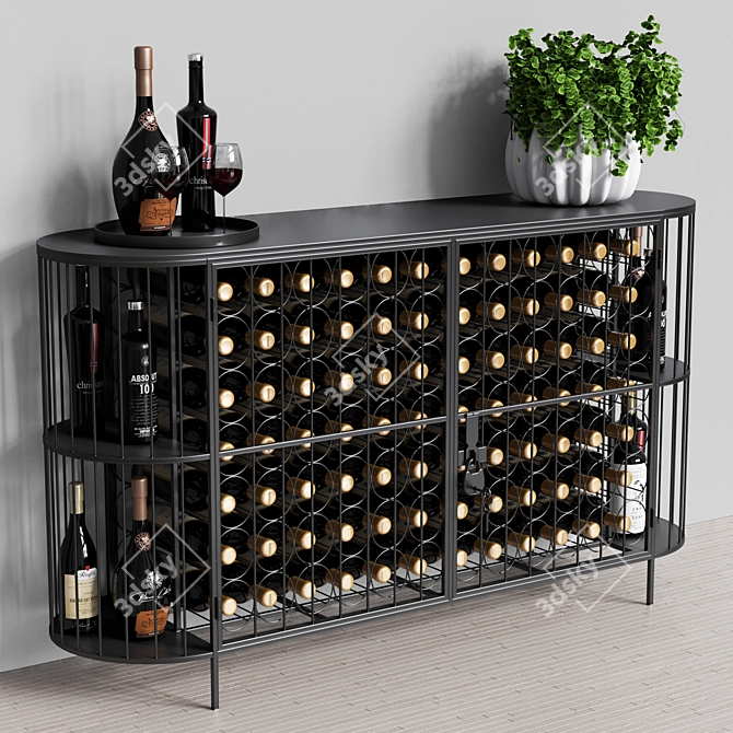 Elegant Margaux Wine Console 3D model image 1