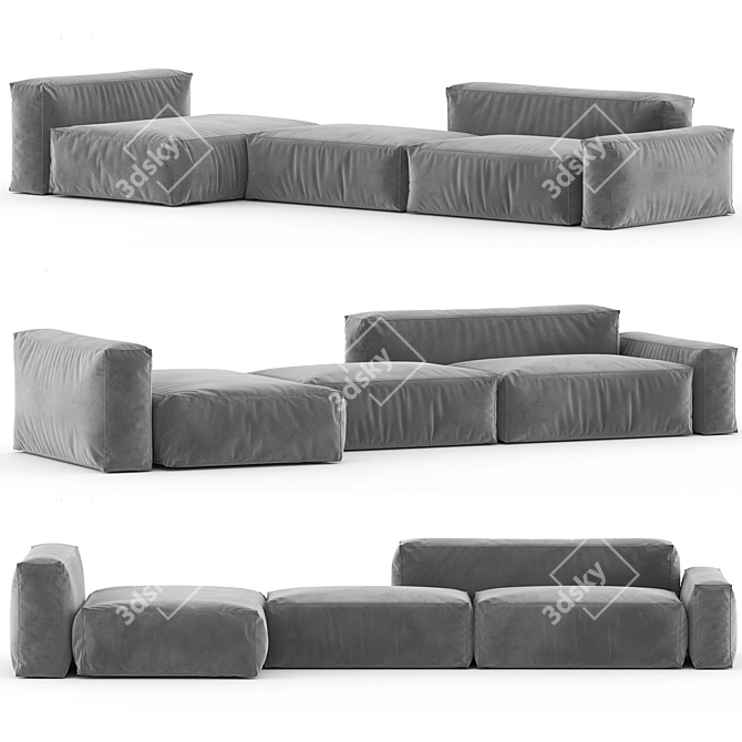 Modern Slimline BOCA NAVI Sofa 3D model image 1
