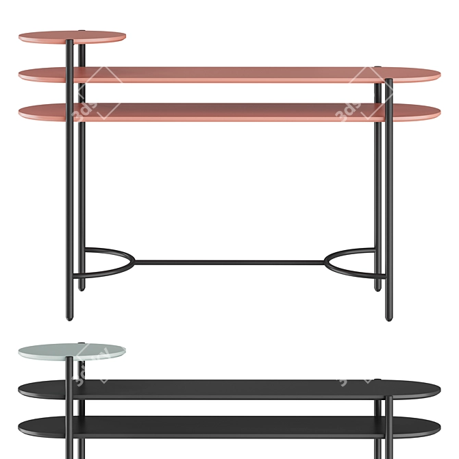 SANTANA Console Table: Wood Veneer & Lacquered Metal 3D model image 2