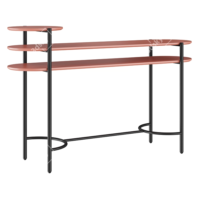 SANTANA Console Table: Wood Veneer & Lacquered Metal 3D model image 4