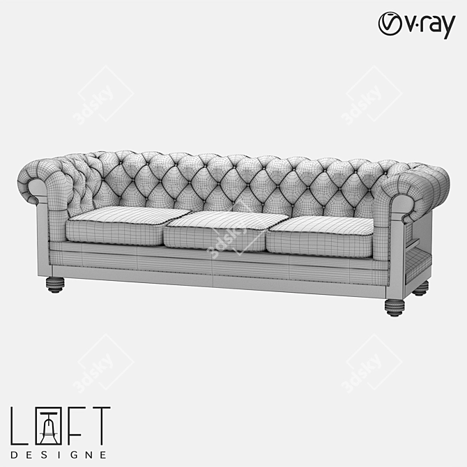 Modern Wood Fabric Sofa Bed 3D model image 2
