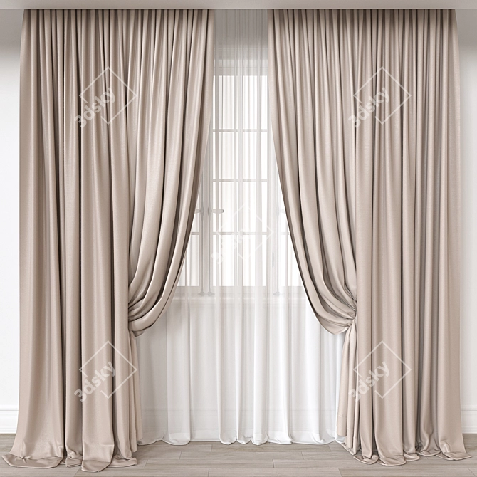 Versatile 3D Curtain Model 3D model image 1