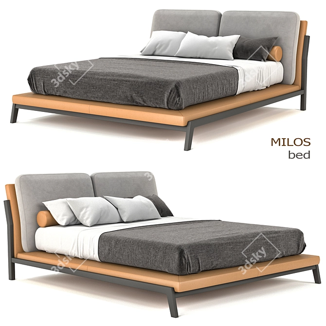 Modern Upholstered Camel-Hair Bed 3D model image 1