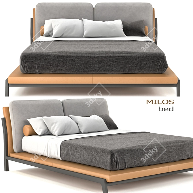 Modern Upholstered Camel-Hair Bed 3D model image 2