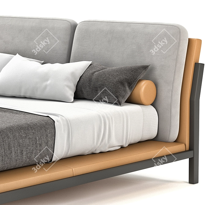 Modern Upholstered Camel-Hair Bed 3D model image 4