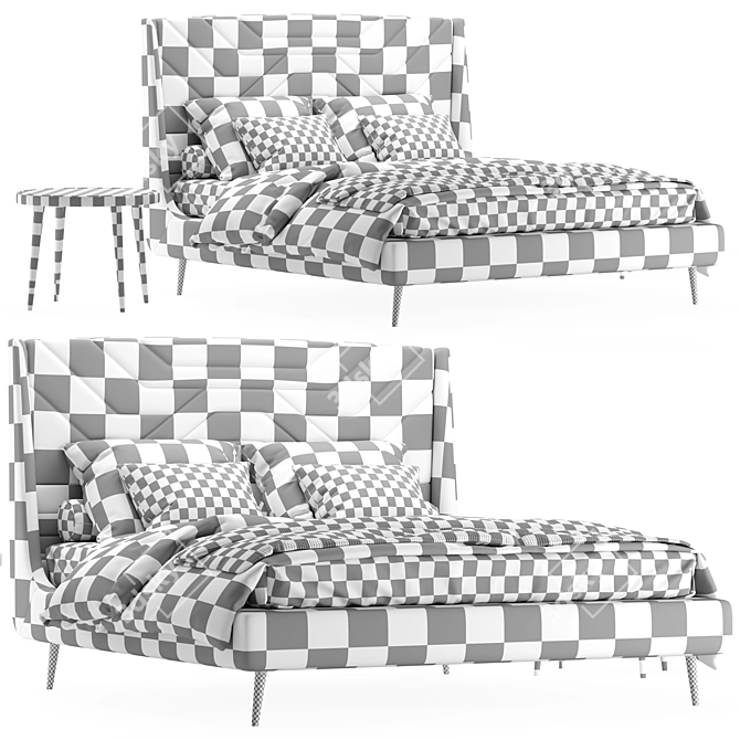 Elegant Amelie Bed Suite 3D model image 6