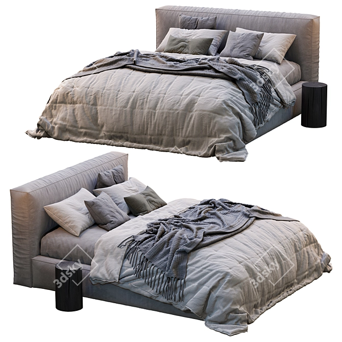 Sleek Vittoria Bold Bed 3D model image 2