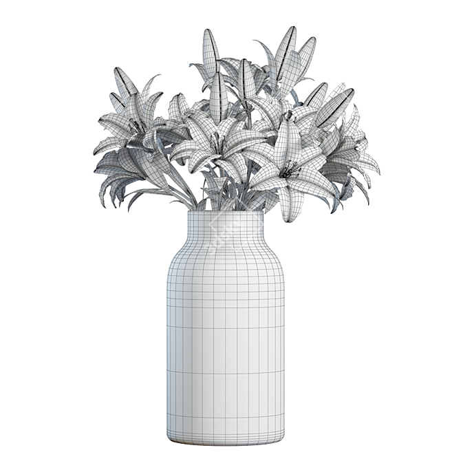 3D Yellow Lilies Bouquet Model 3D model image 6