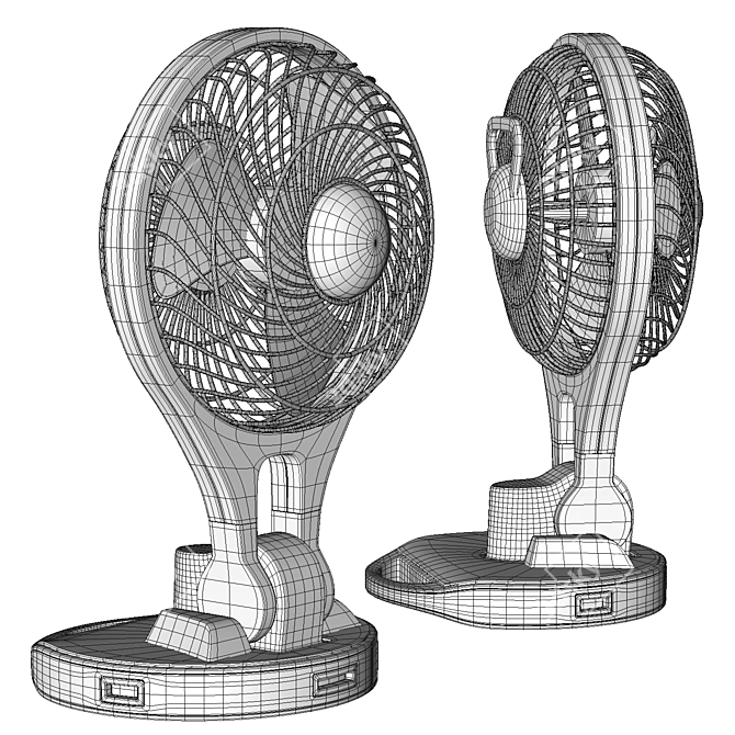 QuickCharge Dual-Speed Table Fan 3D model image 4