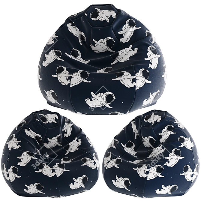 Cozy Bean Bag Chair Pouf 3D model image 2