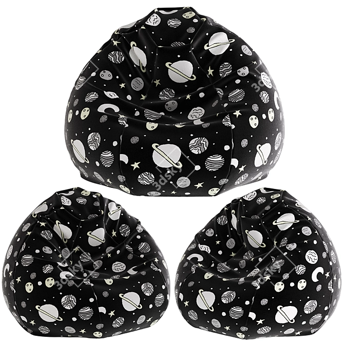 Cozy Bean Bag Chair Pouf 3D model image 4
