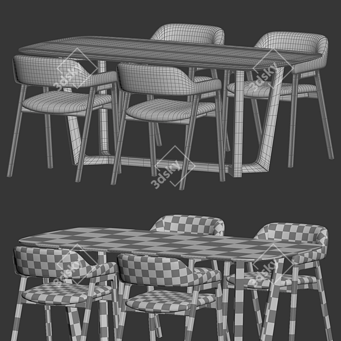 Evelyn Marble Dining Set 3D model image 3