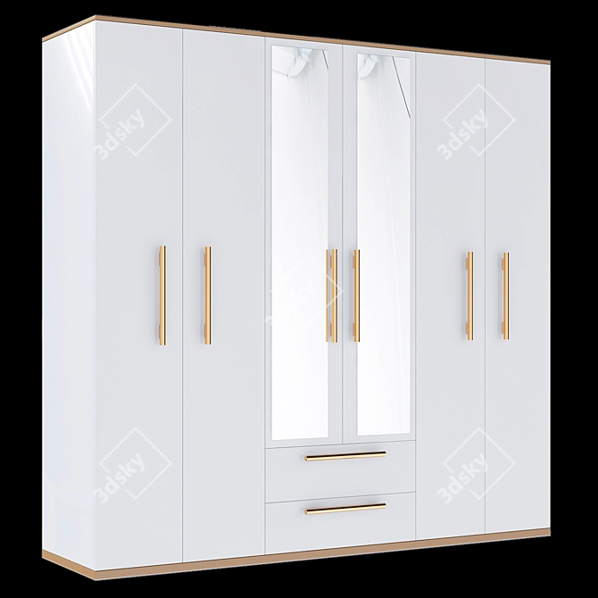 Sleek Mirrored Wardrobe Solution 3D model image 1