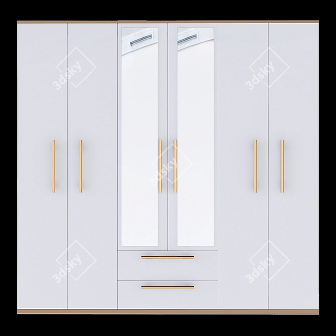 Sleek Mirrored Wardrobe Solution 3D model image 2