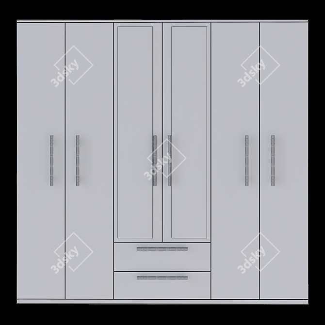 Sleek Mirrored Wardrobe Solution 3D model image 3