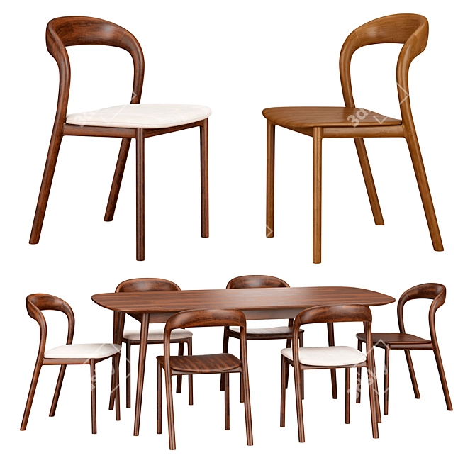 Contemporary Dining Set Neva Light 3D model image 1