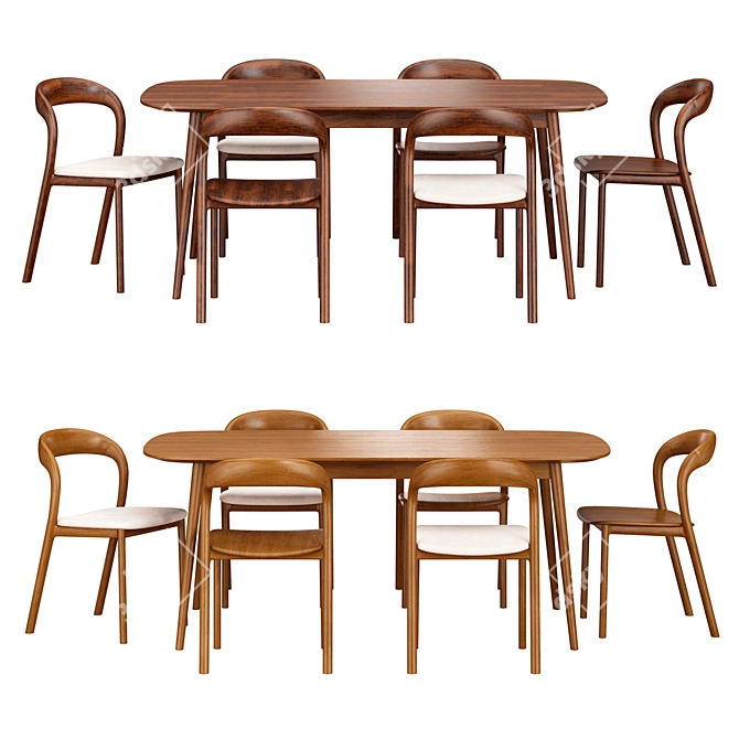 Contemporary Dining Set Neva Light 3D model image 2