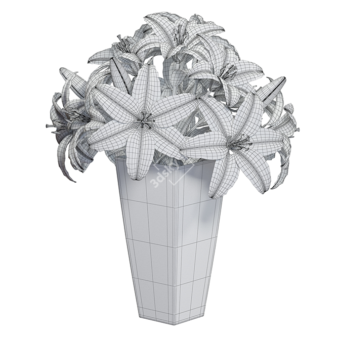 Pink Lilies Bouquet 3D Model 3D model image 7