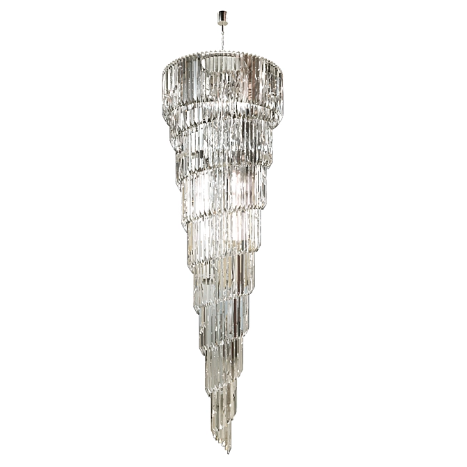 Crystal Pendant Chandelier Gold Chrome 3D model image 1