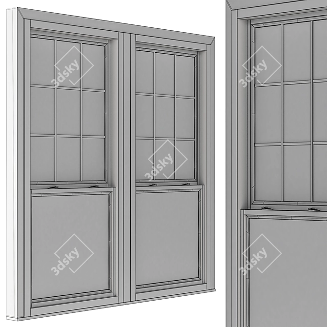 Sleek Black Double Hung Windows 3D model image 6