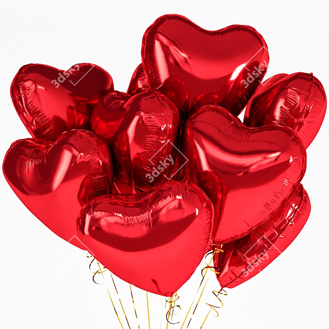 Heart Foil Fountain 3D Model 3D model image 3